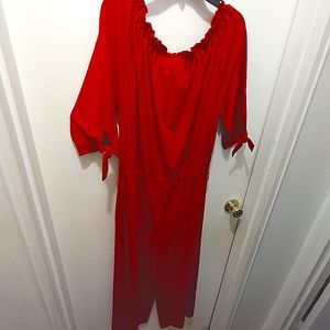 Ralph Lauren, large sized, red pull over pants suit. 93% viscose material.
